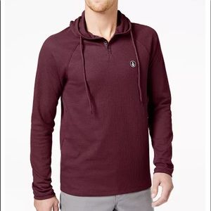 Volcom Hoodie, Hooded Thermal, Size Medium, Red